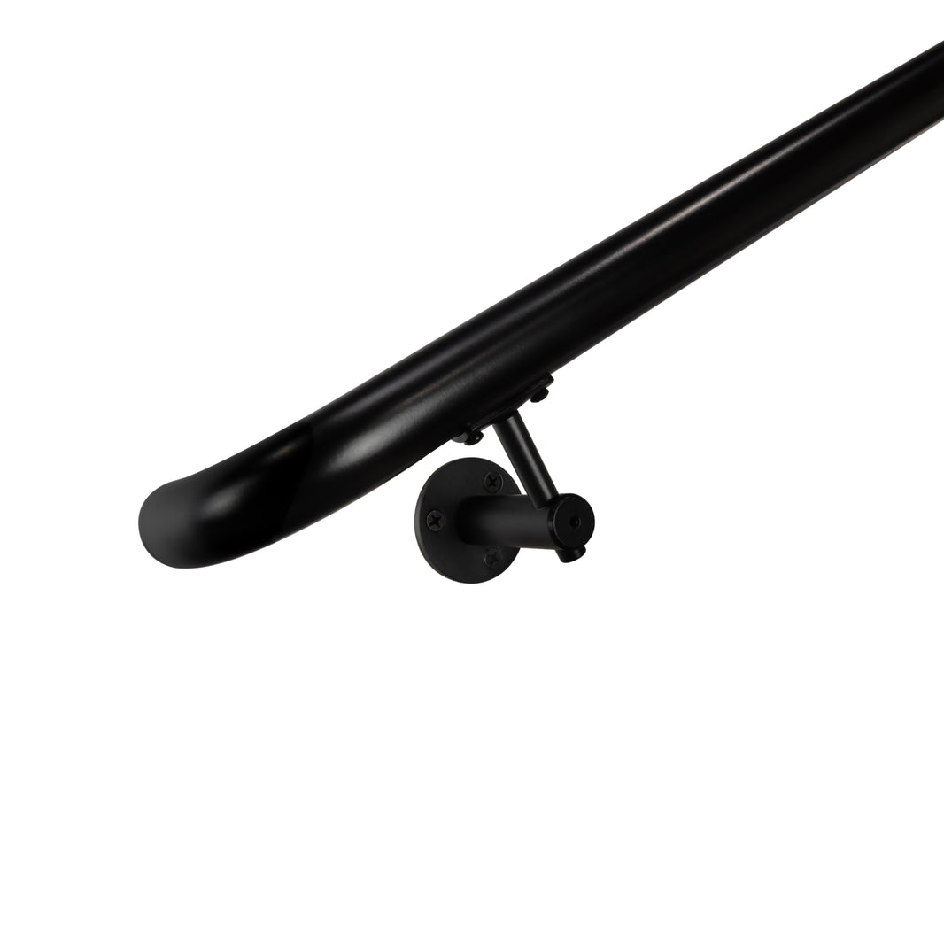 Industrial Aluminum Satin Black 1.5 Inch Round Complete Indoor/Outdoor Handrail Grab Bar Kit with ADA Wall Returns