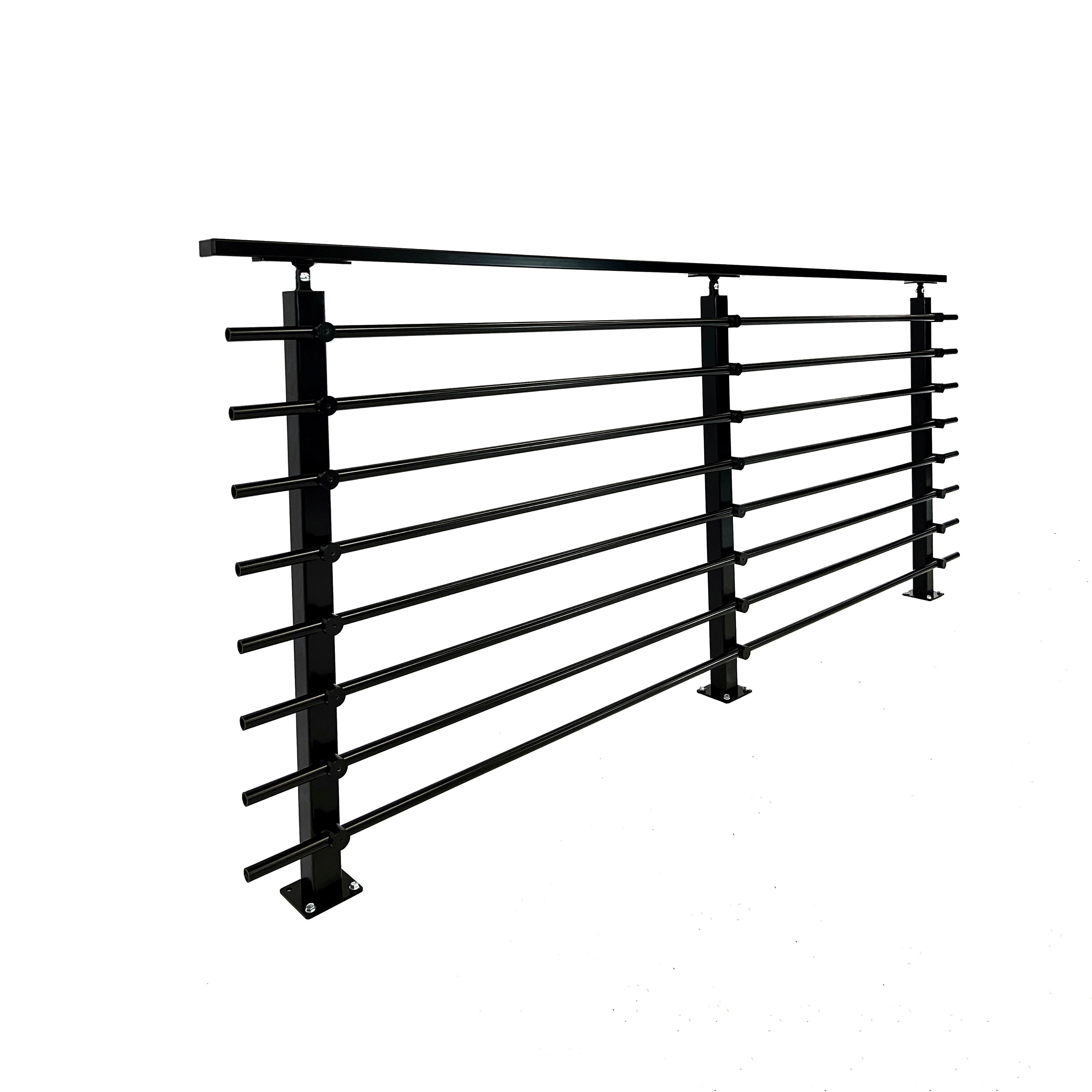 Modern Horizontal Fully Adjustable Railing Banister System, for Staircases, Balconies, and Decks, Complete Guard Railing Kit