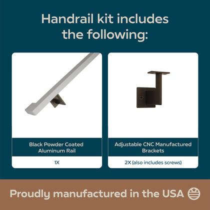 Urban Contemporary Aluminum Complete Handrail Grab Bar Set, Brackets Included, Bronze / Satin White Powder Coated Finish