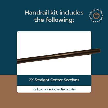 Industrial Aluminum Indoor/Outdoor ADA Customizable Handrail with 12 inch Commercial Horizontal Extensions, 1.5 Inch Round Complete Grab Bar Kit - Bronze Powder Coat