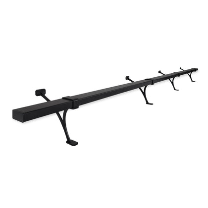 Heavy Duty Aluminum Foot Rail Kit - Floor Mount Rest for Kitchen, Restaurant, and Office - High Strength Brackets, Indoor/Outdoor, Black