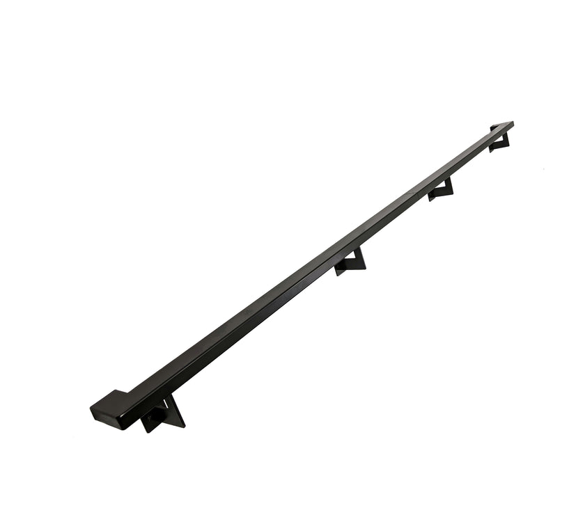 Urban Contemporary Aluminum Complete Handrail Grab Bar Set, Brackets Included, Matt Black Powder Coated Finish