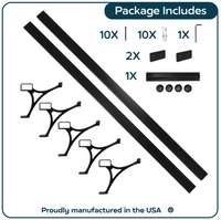 Heavy Duty Aluminum Foot Rail Kit - Floor Mount Rest for Kitchen, Restaurant, and Office - High Strength Brackets, Indoor/Outdoor, Black