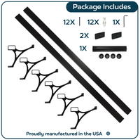 Heavy Duty Aluminum Foot Rail Kit - Floor Mount Rest for Kitchen, Restaurant, and Office - High Strength Brackets, Indoor/Outdoor, Black