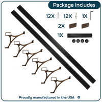 Heavy Duty Aluminum Foot Rail Kit - Floor Mount Rest for Kitchen, Restaurant, and Office - High Strength Brackets, Indoor/Outdoor, Bronze/Black