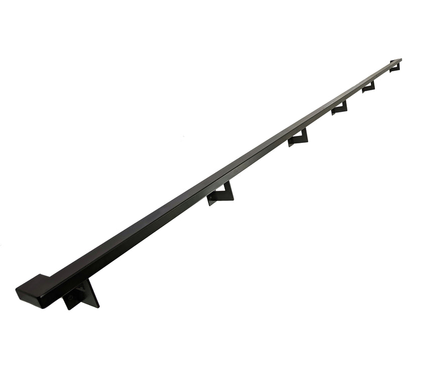 Urban Contemporary Aluminum Complete Handrail Grab Bar Set, Brackets Included, Matt Black Powder Coated Finish