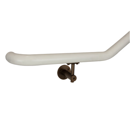 Industrial Aluminum Indoor/Outdoor ADA Customizable Handrail with 12 inch Commercial Horizontal Extensions, 1.5 Inch Round Complete Grab Bar Kit - Bronze / Satin White Powder Coat