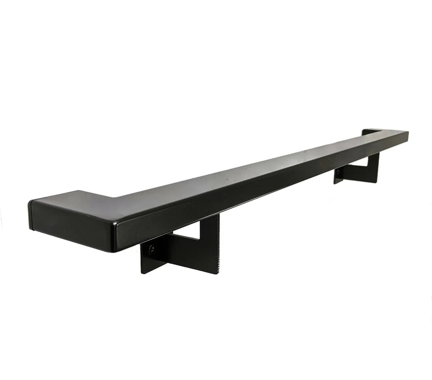 Urban Contemporary Aluminum Complete Handrail Grab Bar Set, Brackets Included, Matt Black Powder Coated Finish