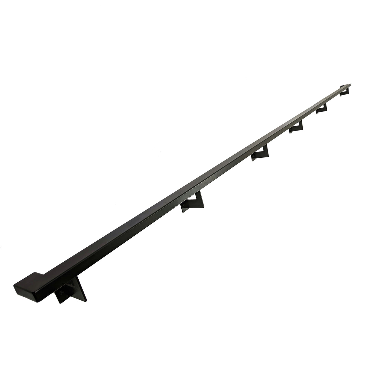 Urban Contemporary Aluminum Complete Handrail Grab Bar Set, Brackets Included, Matt Black Powder Coated Finish