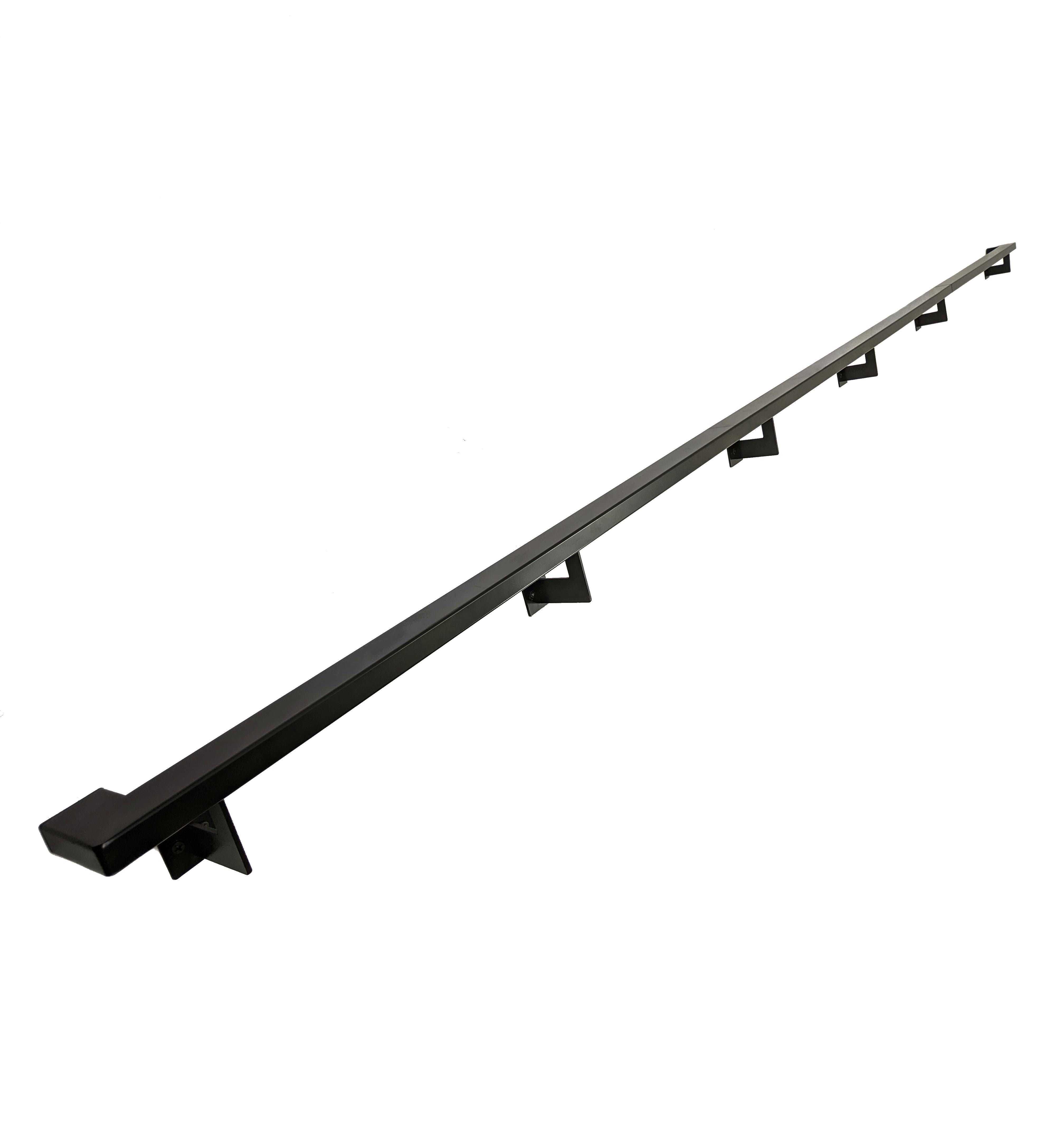 Urban Contemporary Aluminum Complete Handrail Grab Bar Set, Brackets Included, Matt Black Powder Coated Finish