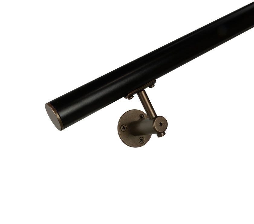 Industrial Aluminum Black/Bronze 1.5 Inch Round Complete Indoor/Outdoor Handrail Grab Bar Kit