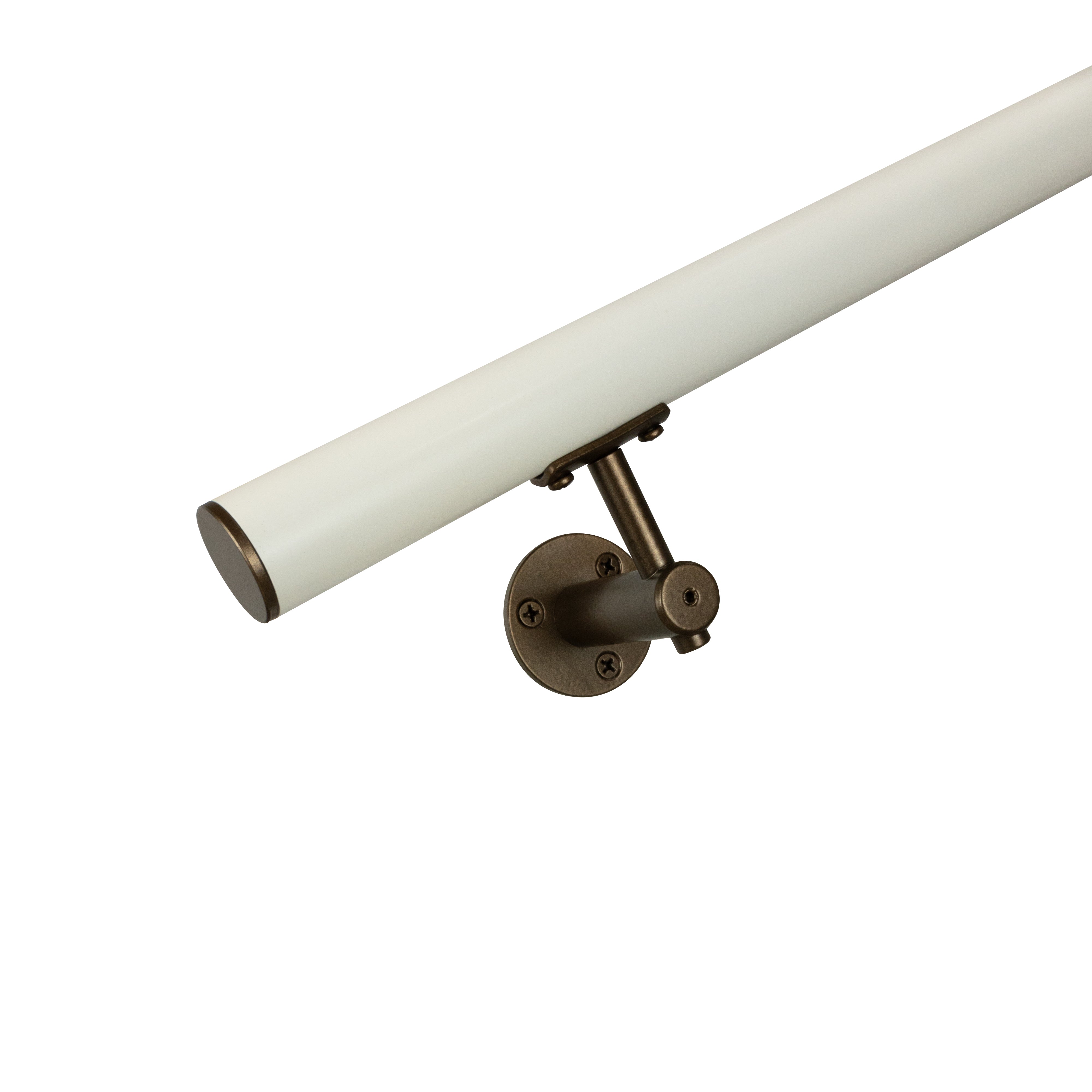 Industrial Aluminum White/Bronze 1.5 Inch Round Complete Indoor/Outdoor Handrail Grab Bar Kit