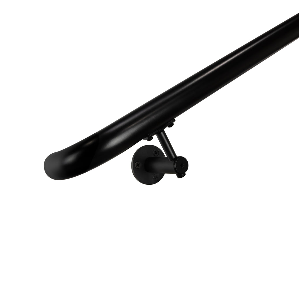 Industrial Aluminum Satin Black 1.5 Inch Round Complete Indoor/Outdoor Handrail Grab Bar Kit with ADA Wall Returns