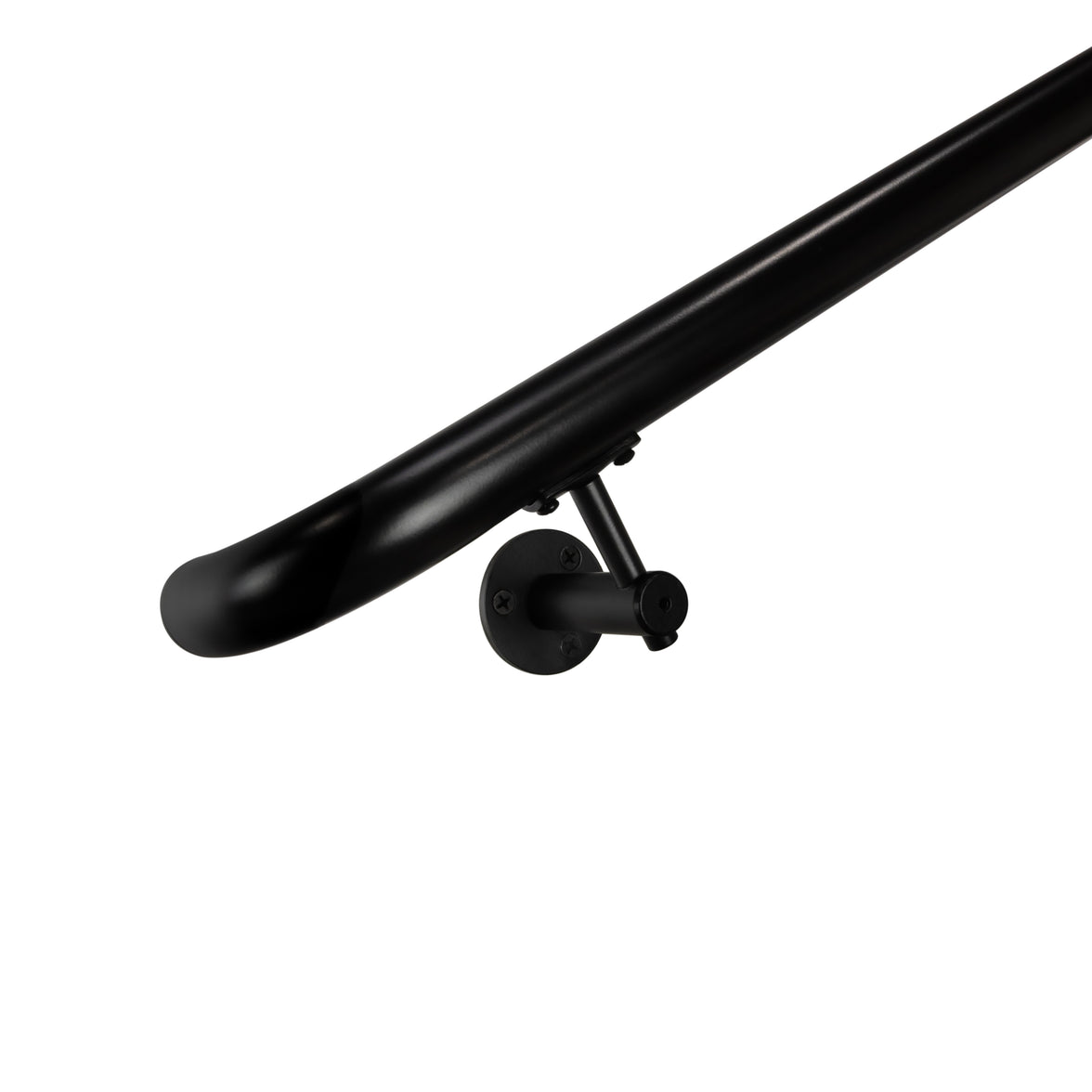 Industrial Aluminum Satin Black 1.5 Inch Round Complete Indoor/Outdoor Handrail Grab Bar Kit with ADA Wall Returns