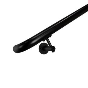 Industrial Aluminum Satin Black 1.5 Inch Round Complete Indoor/Outdoor Handrail Grab Bar Kit with ADA Wall Returns