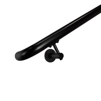 Industrial Aluminum Satin Black 1.5 Inch Round Complete Indoor/Outdoor Handrail Grab Bar Kit with ADA Wall Returns