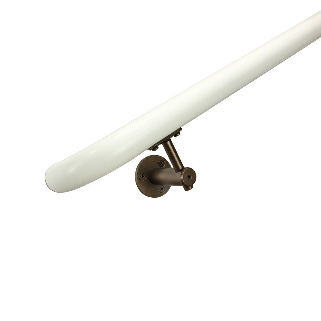 Industrial Aluminum White/Bronze 1.5 Inch Round Complete Indoor/Outdoor Handrail Grab Bar Kit with ADA Returns to Wall