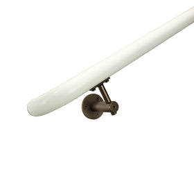 Industrial Aluminum White/Bronze 1.5 Inch Round Complete Indoor/Outdoor Handrail Grab Bar Kit with ADA Returns to Wall