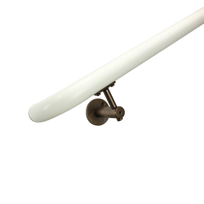 Industrial Aluminum White/Bronze 1.5 Inch Round Complete Indoor/Outdoor Handrail Grab Bar Kit with ADA Returns to Wall