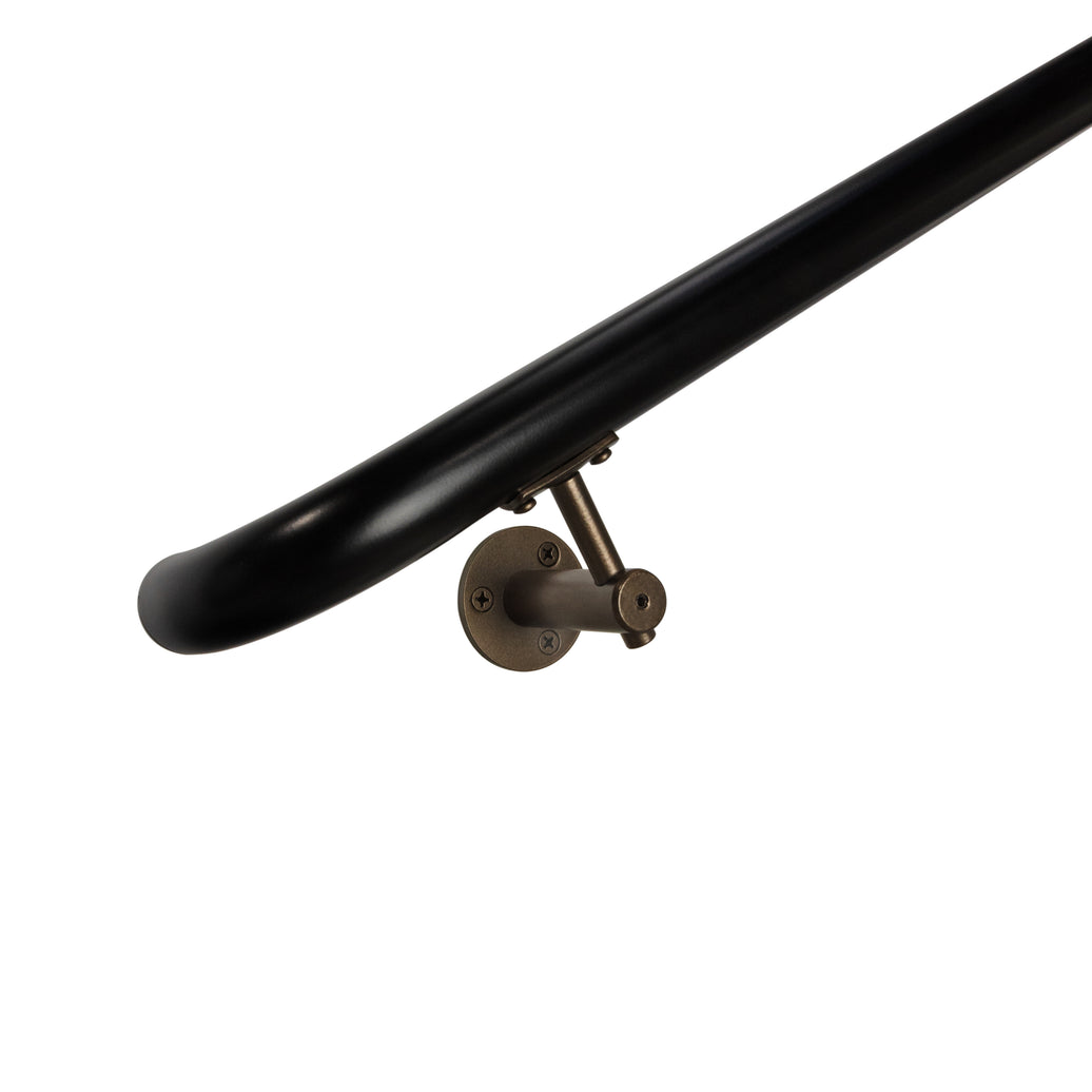 Industrial Aluminum Black/Bronze 1.5 Inch Round Complete Indoor/Outdoor Handrail Grab Bar Kit With ADA Returns to Wall