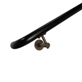 Industrial Aluminum Black/Bronze 1.5 Inch Round Complete Indoor/Outdoor Handrail Grab Bar Kit With ADA Returns to Wall