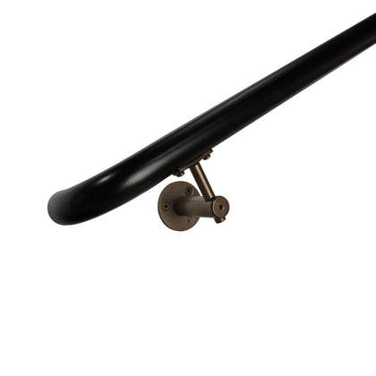 Industrial Aluminum Black/Bronze 1.5 Inch Round Complete Indoor/Outdoor Handrail Grab Bar Kit With ADA Returns to Wall