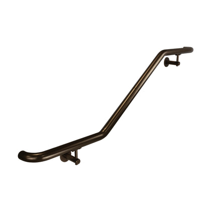 Industrial Aluminum Indoor/Outdoor ADA Customizable Handrail with 12 inch Commercial Horizontal Extensions, 1.5 Inch Round Complete Grab Bar Kit - Bronze Powder Coat
