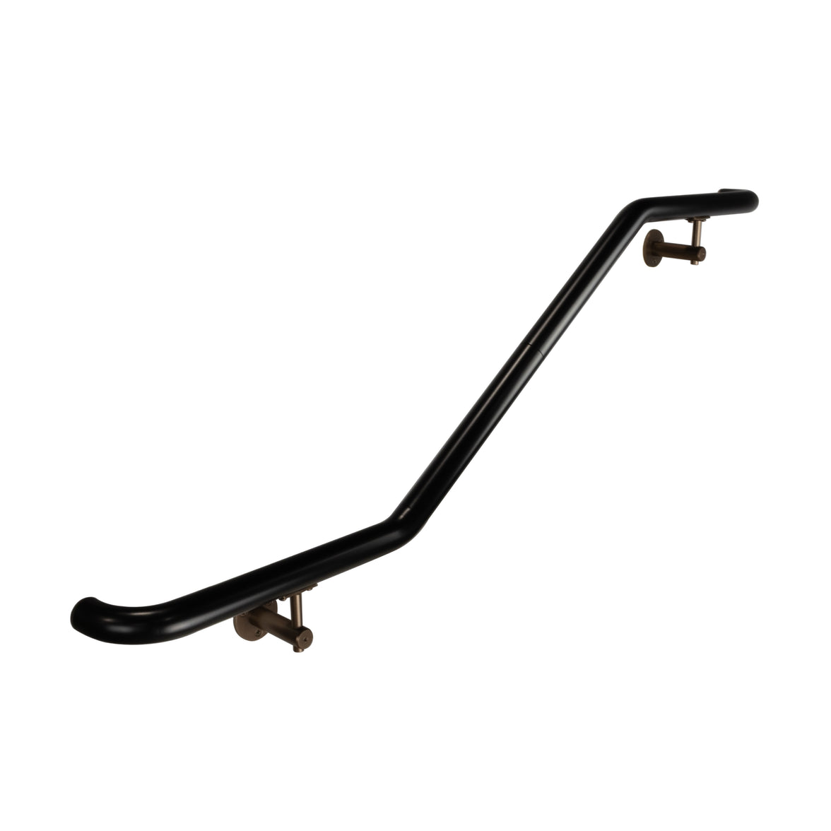 Industrial Aluminum Indoor/Outdoor ADA Customizable Handrail with 12 inch Commercial Horizontal Extensions, 1.5 Inch Round Complete Grab Bar Kit - Bronze / Satin Black Powder Coat