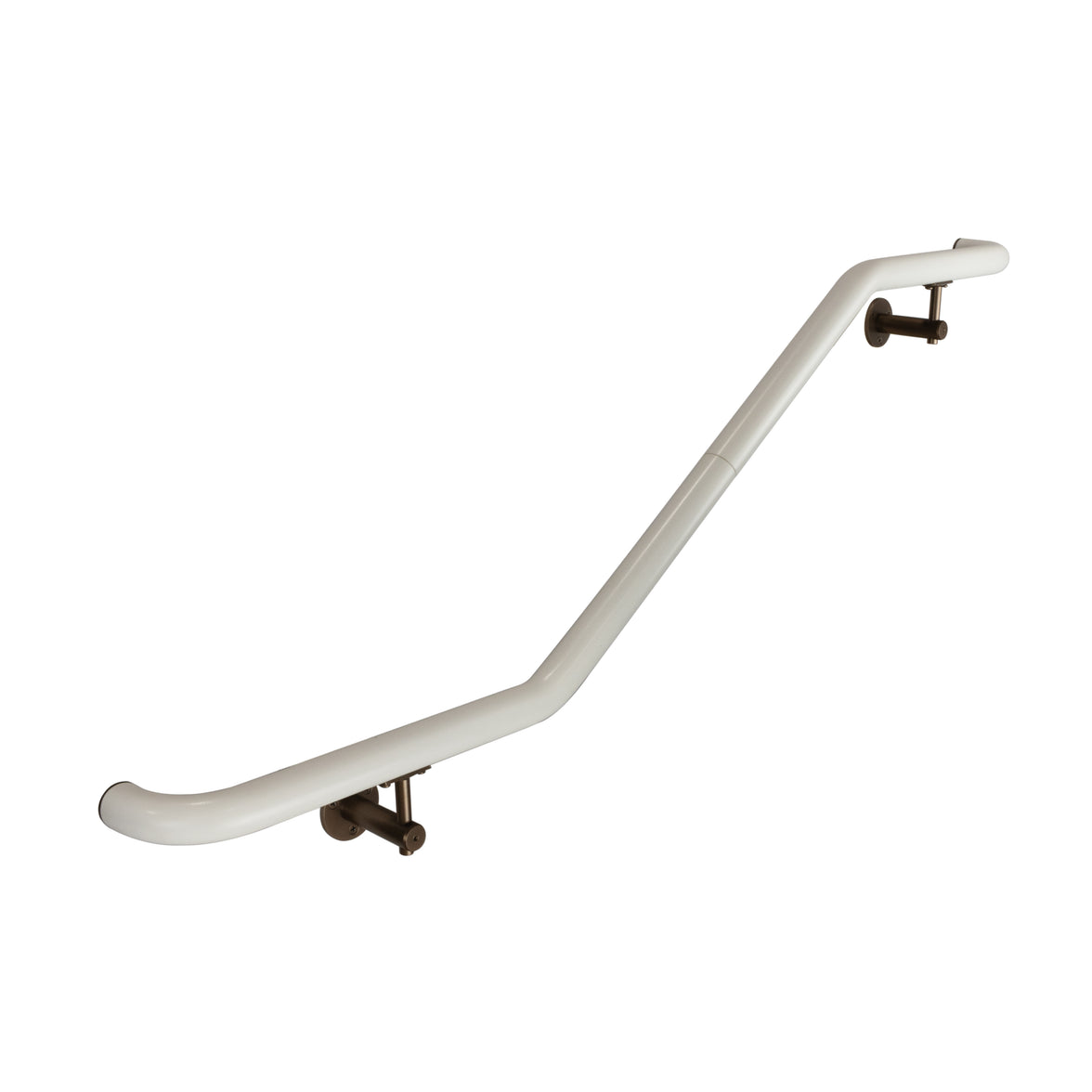 Industrial Aluminum Indoor/Outdoor ADA Customizable Handrail with 12 inch Commercial Horizontal Extensions, 1.5 Inch Round Complete Grab Bar Kit - Bronze / Satin White Powder Coat
