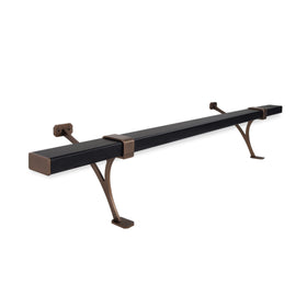 Heavy Duty Aluminum Foot Rail Kit - Floor Mount Rest for Kitchen, Restaurant, and Office - High Strength Brackets, Indoor/Outdoor, Bronze/Black