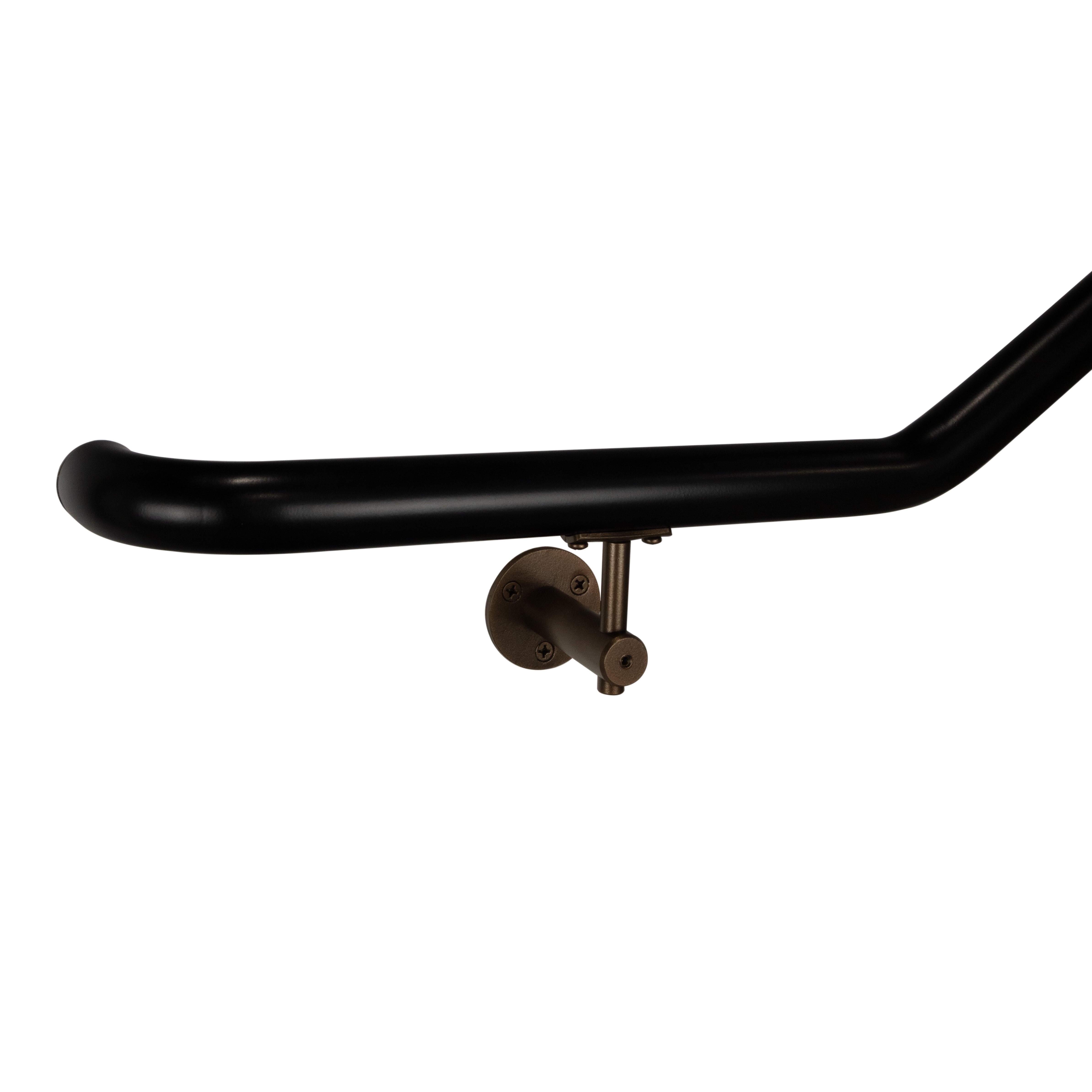 Industrial Aluminum Indoor/Outdoor ADA Customizable Handrail with 12 inch Commercial Horizontal Extensions, 1.5 Inch Round Complete Grab Bar Kit - Bronze / Satin Black Powder Coat