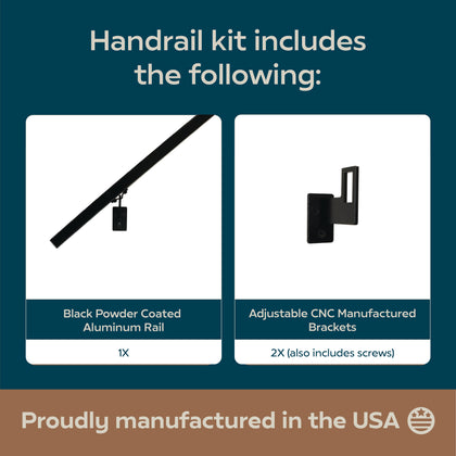 Modern Minimalist High Strength Aluminum Handrail Grab Bar, Brackets Included, Matt Black Powder Coat