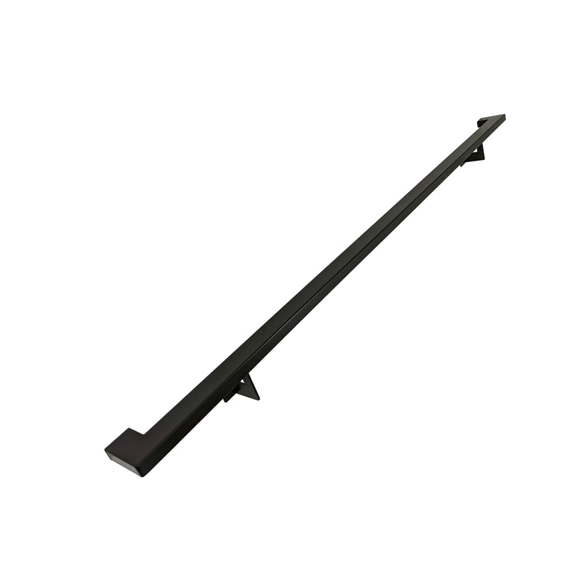 Urban Contemporary Aluminum Complete Handrail Grab Bar Set, Brackets Included, Matt Black Powder Coated Finish