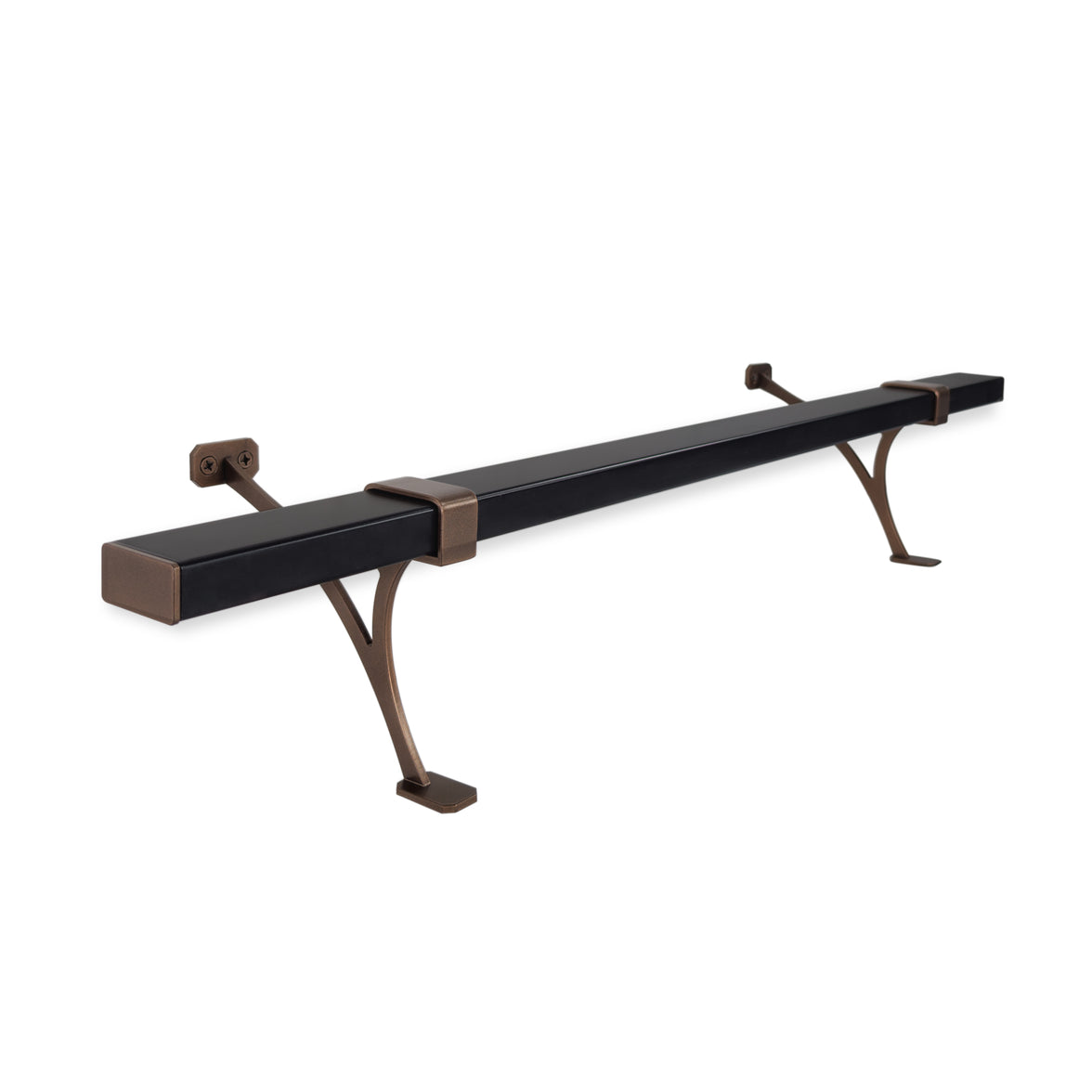 Heavy Duty Aluminum Foot Rail Kit - Floor Mount Rest for Kitchen, Restaurant, and Office - High Strength Brackets, Indoor/Outdoor, Bronze/Black