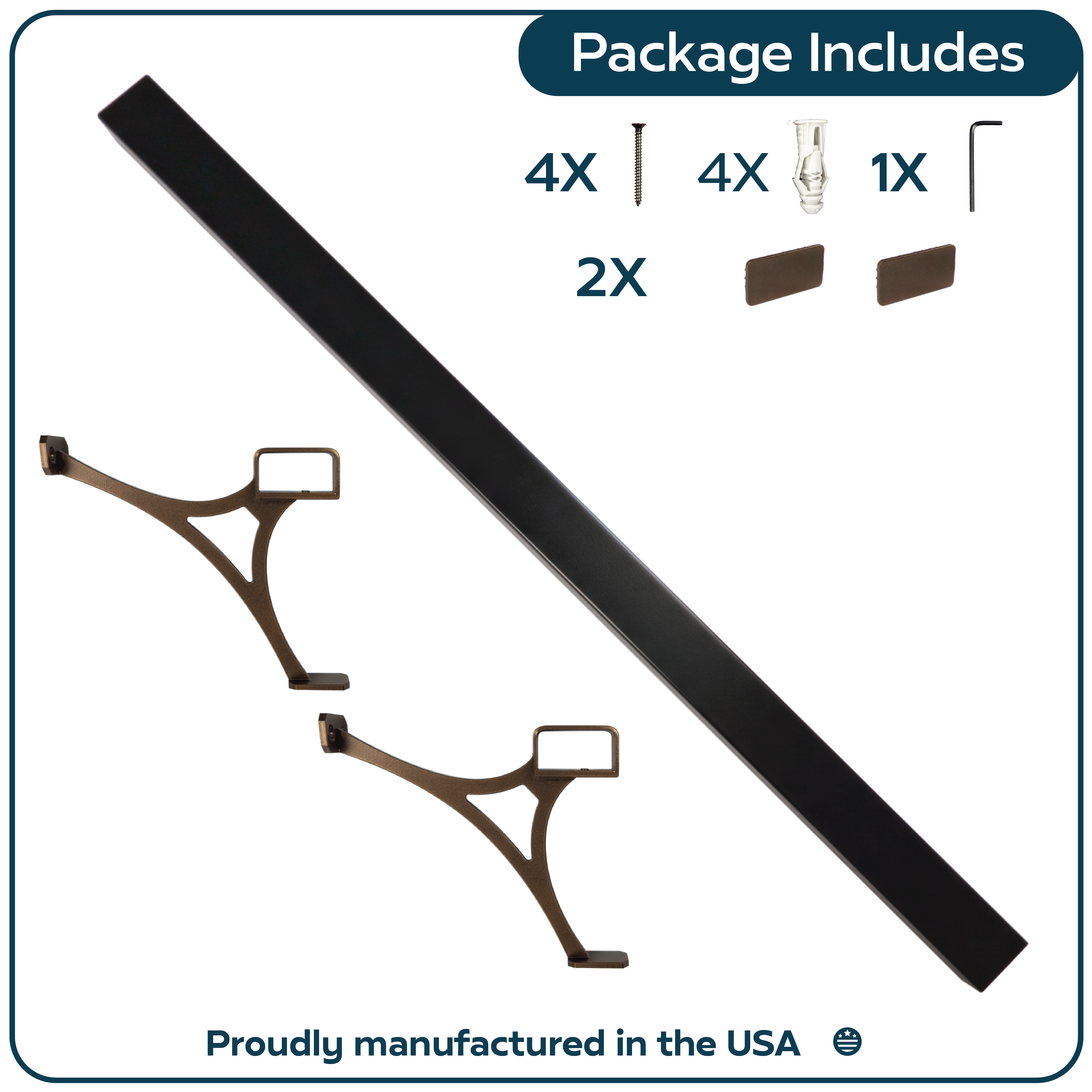 Heavy Duty Aluminum Foot Rail Kit - Floor Mount Rest for Kitchen, Restaurant, and Office - High Strength Brackets, Indoor/Outdoor, Bronze/Black