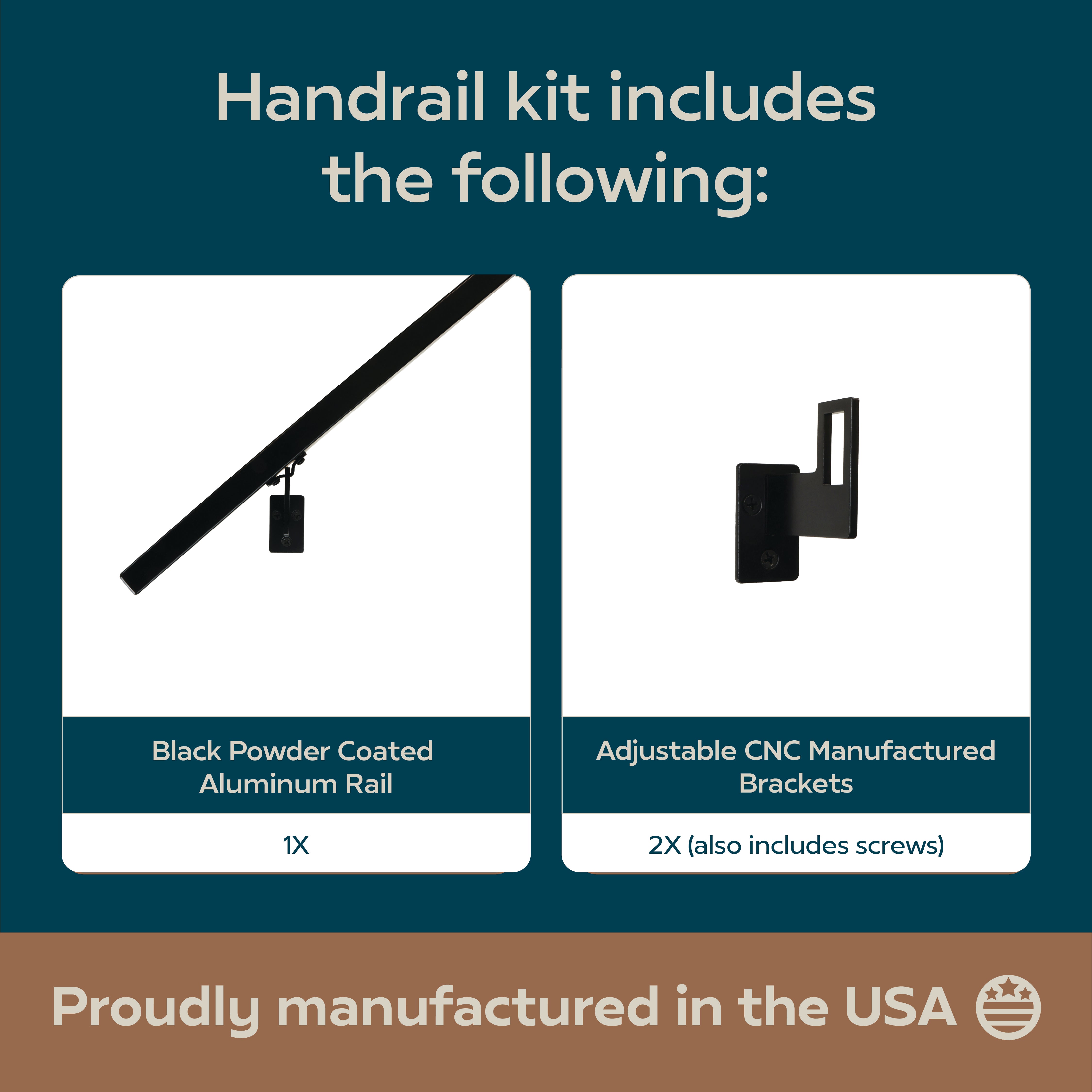 Modern Minimalist High Strength Aluminum Handrail Grab Bar, Brackets Included, Matt Black Powder Coat