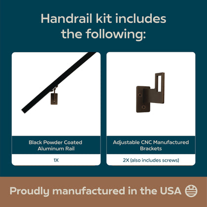 Modern Minimalist High Strength Aluminum Handrail Grab Bar, Brackets Included, Matt Black / Bronze Powder Coat