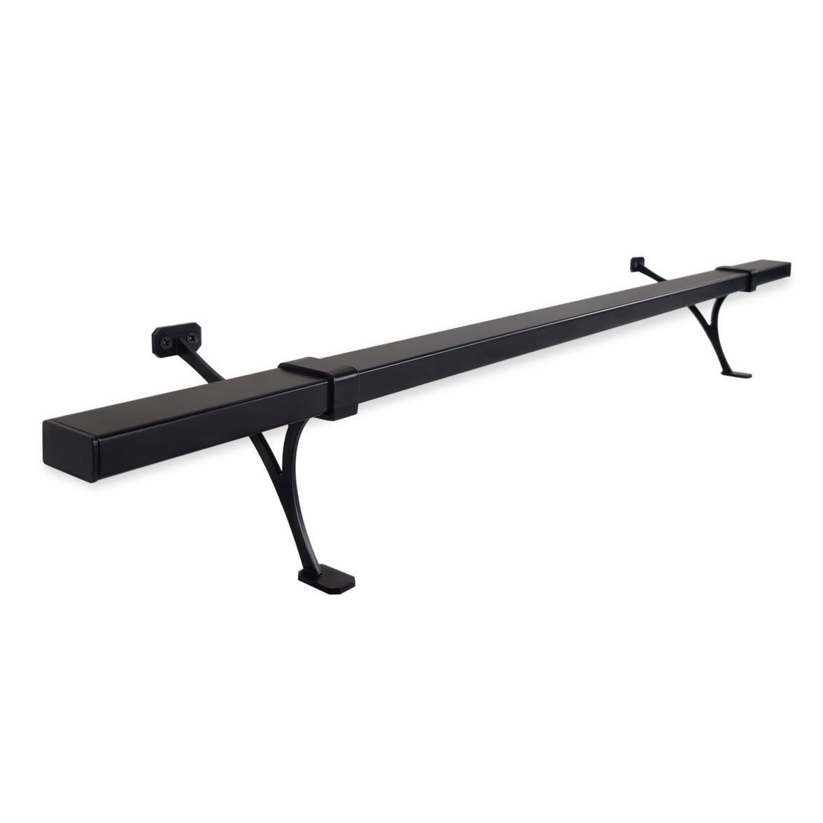 Heavy Duty Aluminum Foot Rail Kit - Floor Mount Rest for Kitchen, Restaurant, and Office - High Strength Brackets, Indoor/Outdoor, Black