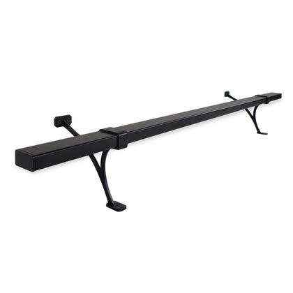 Heavy Duty Aluminum Foot Rail Kit - Floor Mount Rest for Kitchen, Restaurant, and Office - High Strength Brackets, Indoor/Outdoor, Black