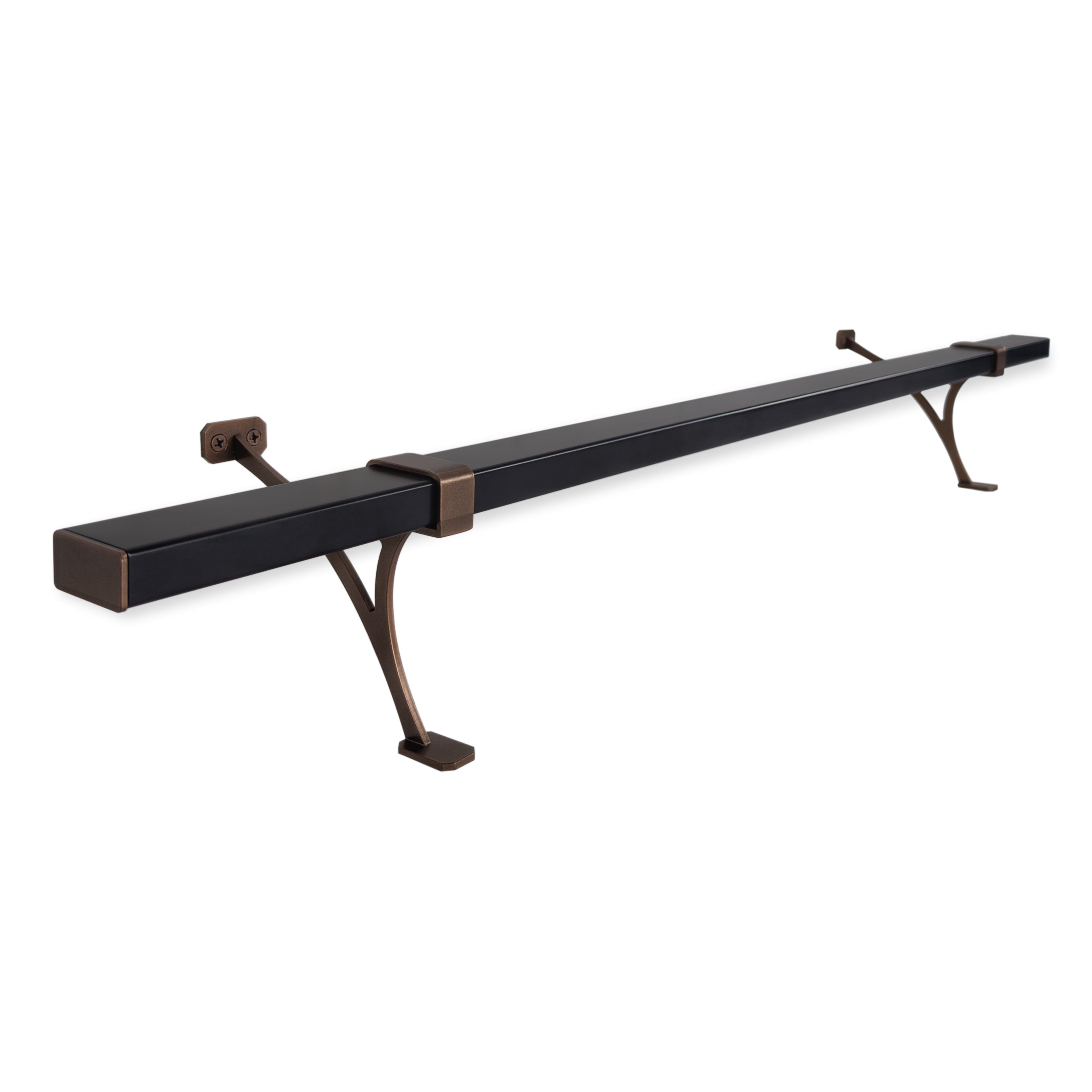 Heavy Duty Aluminum Foot Rail Kit - Floor Mount Rest for Kitchen, Restaurant, and Office - High Strength Brackets, Indoor/Outdoor, Bronze/Black