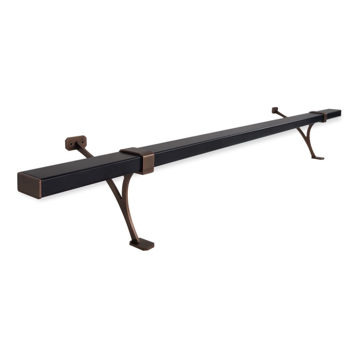 Heavy Duty Aluminum Foot Rail Kit - Floor Mount Rest for Kitchen, Restaurant, and Office - High Strength Brackets, Indoor/Outdoor, Bronze/Black