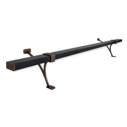 Heavy Duty Aluminum Foot Rail Kit - Floor Mount Rest for Kitchen, Restaurant, and Office - High Strength Brackets, Indoor/Outdoor, Bronze/Black