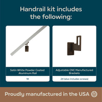 Modern Minimalist High Strength Aluminum Handrail Grab Bar, Brackets Included, Satin White / Bronze Powder Coat