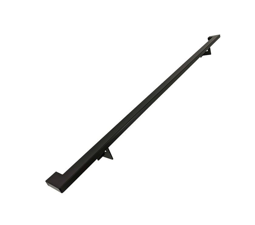 Urban Contemporary Aluminum Complete Handrail Grab Bar Set, Brackets Included, Matt Black Powder Coated Finish