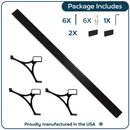 Heavy Duty Aluminum Foot Rail Kit - Floor Mount Rest for Kitchen, Restaurant, and Office - High Strength Brackets, Indoor/Outdoor, Black