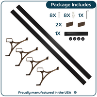 Heavy Duty Aluminum Foot Rail Kit - Floor Mount Rest for Kitchen, Restaurant, and Office - High Strength Brackets, Indoor/Outdoor, Bronze/Black