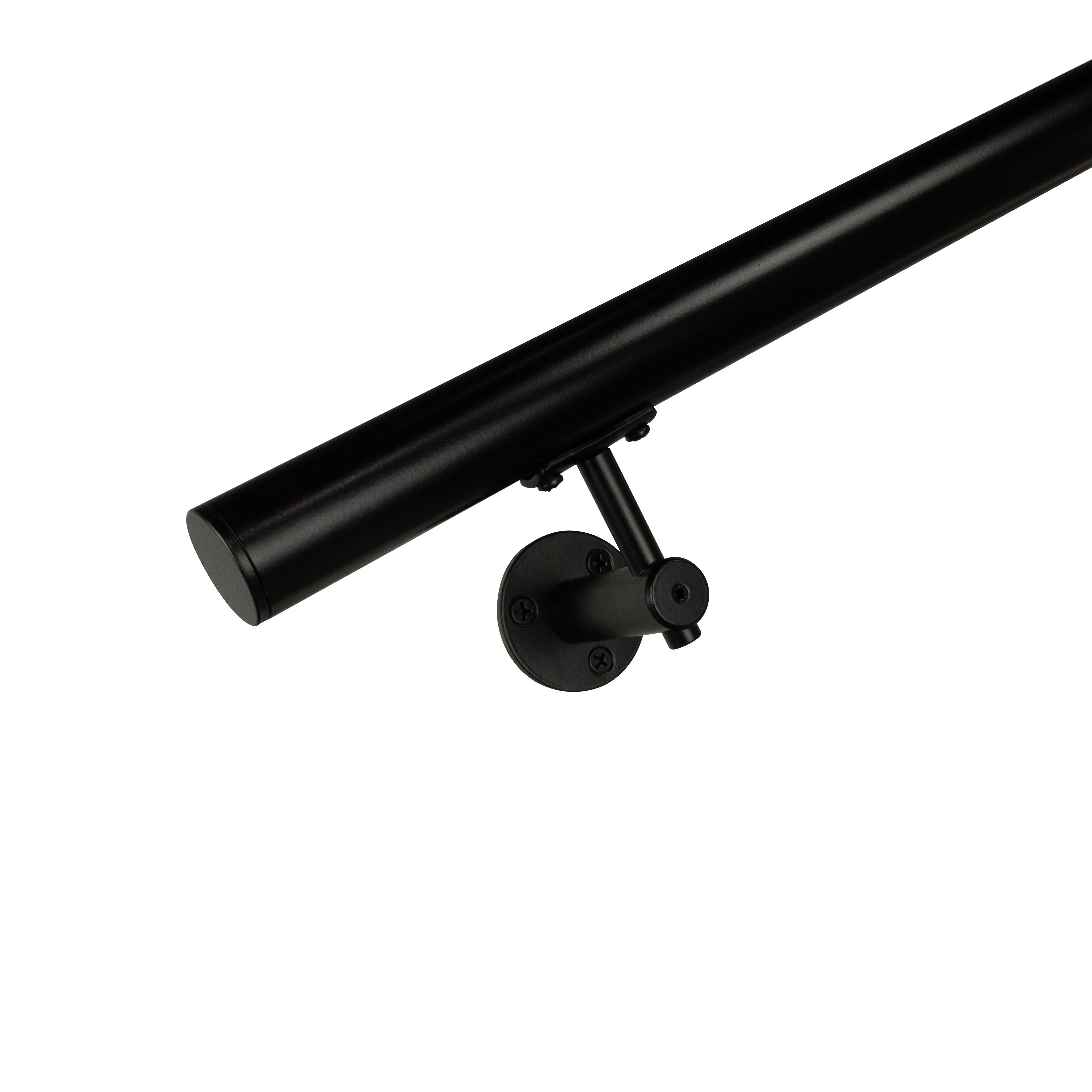 Industrial Aluminum Satin Black 1.5 Inch Round Complete Indoor/Outdoor Handrail Grab Bar Kit