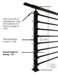 Modern Horizontal Adjustable Railing Banister System, for Staircases, Balconies, and Decks, Complete Guard Railing Kit