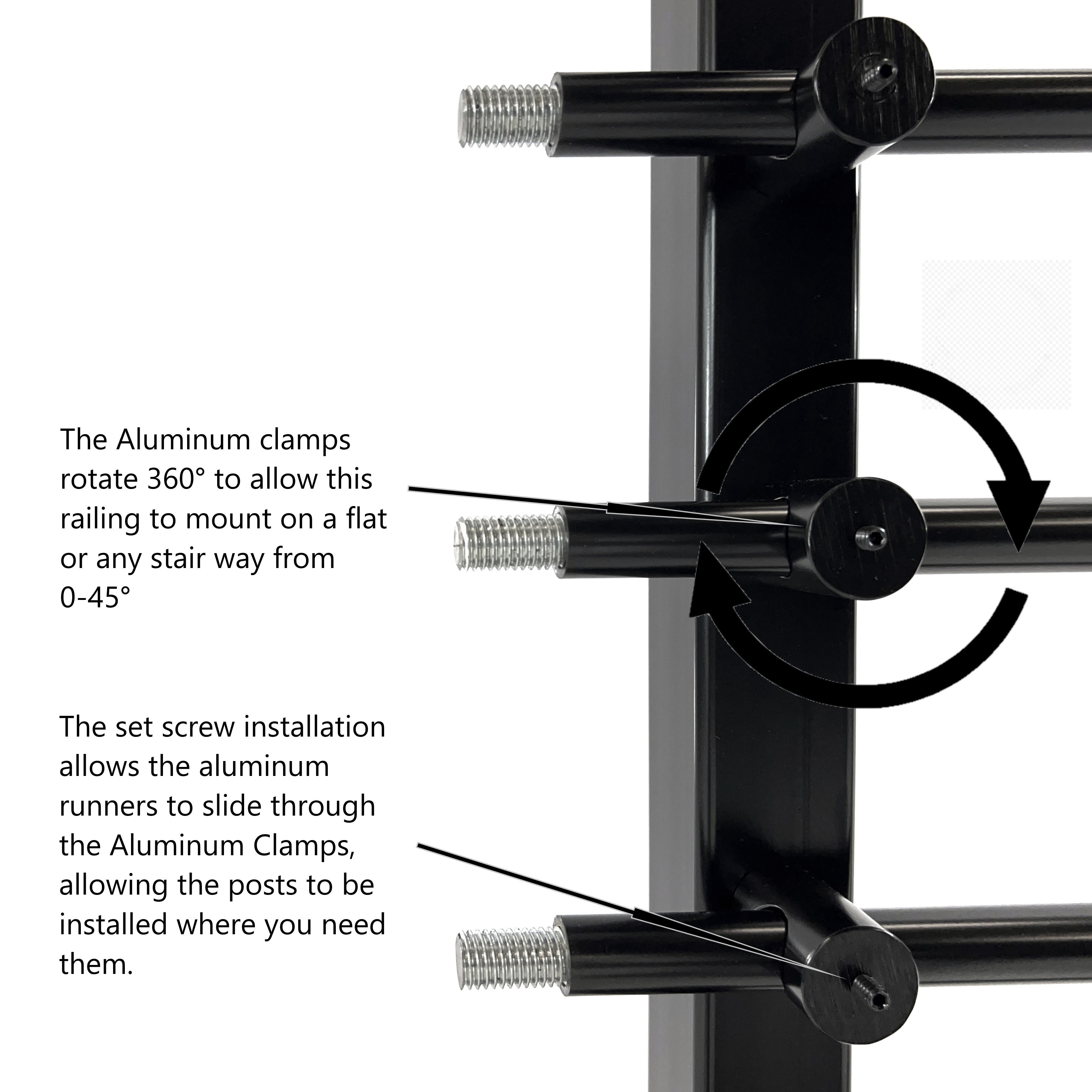 Modern Horizontal Adjustable Railing Banister System, for Staircases, Balconies, and Decks, Complete Guard Railing Kit