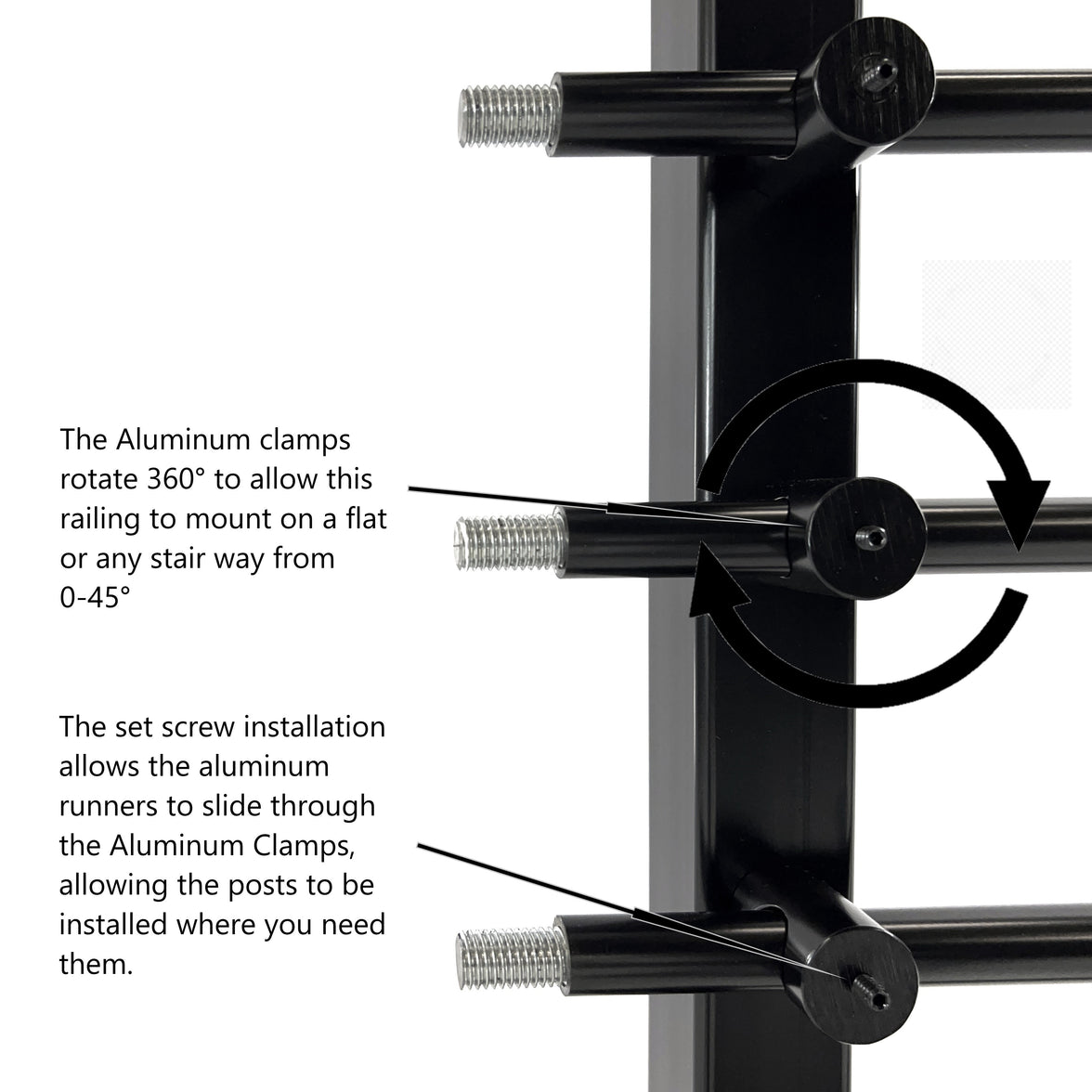 Modern Horizontal Adjustable Railing Banister System, for Staircases, Balconies, and Decks, Complete Guard Railing Kit